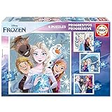 Educa - Set de 4 Puzzles Infantiles progresivos de 12 a 25 Piezas con Las imágenes de Frozen y Sus Amigos. Medidas: 16 x 16 cm. Recomendados a Partir de 3 años (19735)