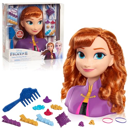 Disney Frozen 2 Cabeza para peinar con la Cara de Anna, 14 Piezas
